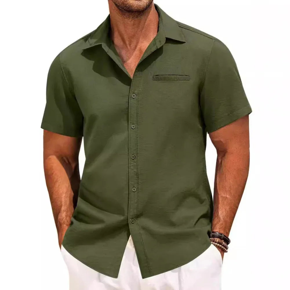Men's Polo Shirt With Short Sleeves And Chest Pocket
