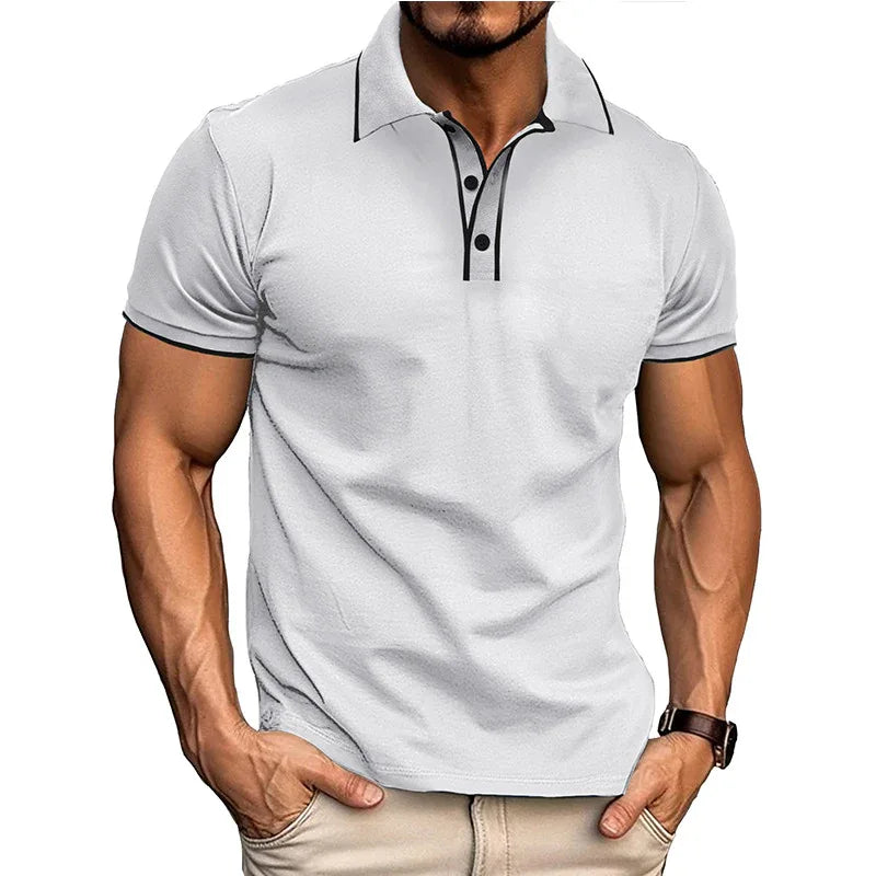European And American Style Men's Clothing Short Sleeve Lapel Jacquard Shirt