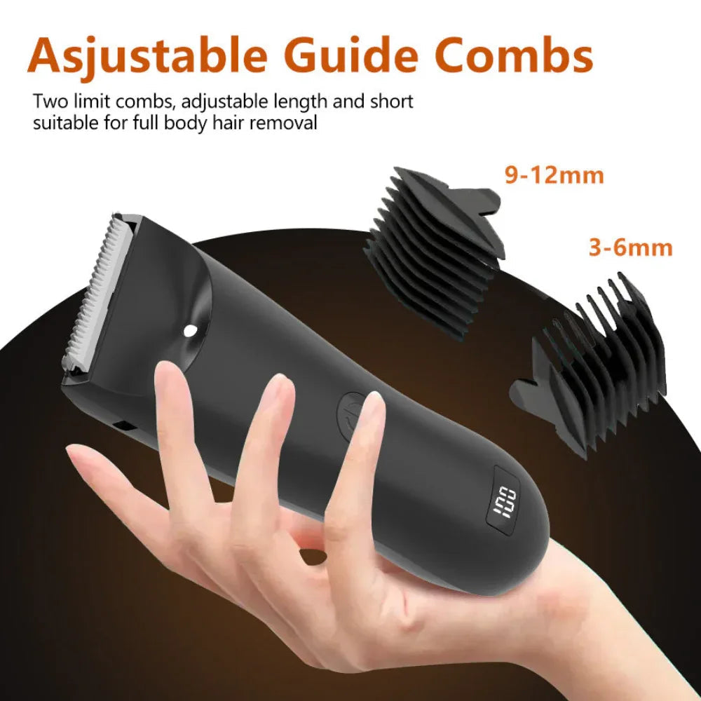 Men's Electric Groin Private Parts Versatile Body Hair Trimmer With Two Guiding Combs