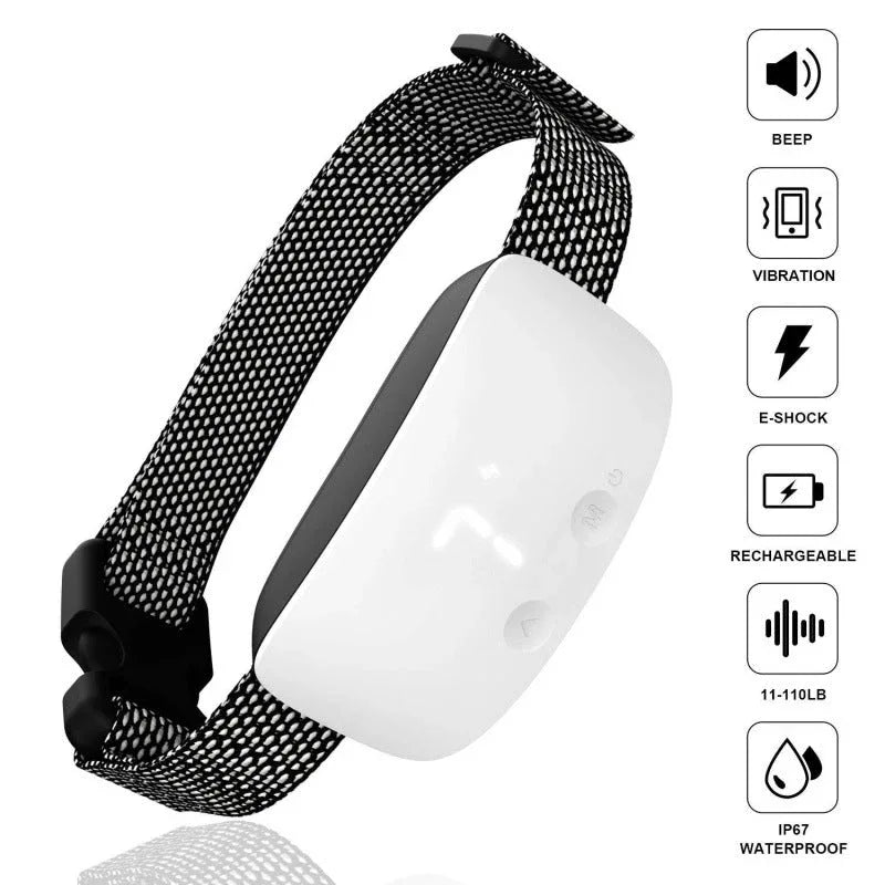 Pet Dog Training Collar Bark Stopper Trainer With Digital LED Display Screen