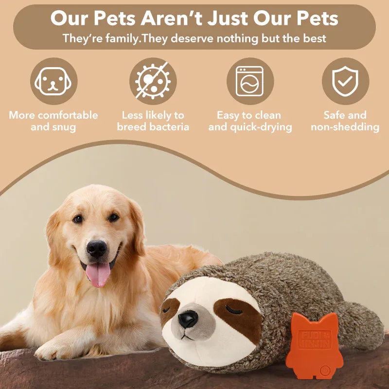 Pet Dog Soothing Sloth Plush Toy Training Interactive Toy With Heartbeat Device