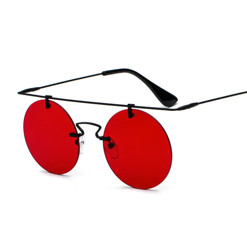 Frameless Lightweight Glasses New Retro Round Sunglasses