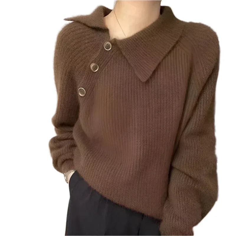 Irregular Knitted Pullover Top For Women