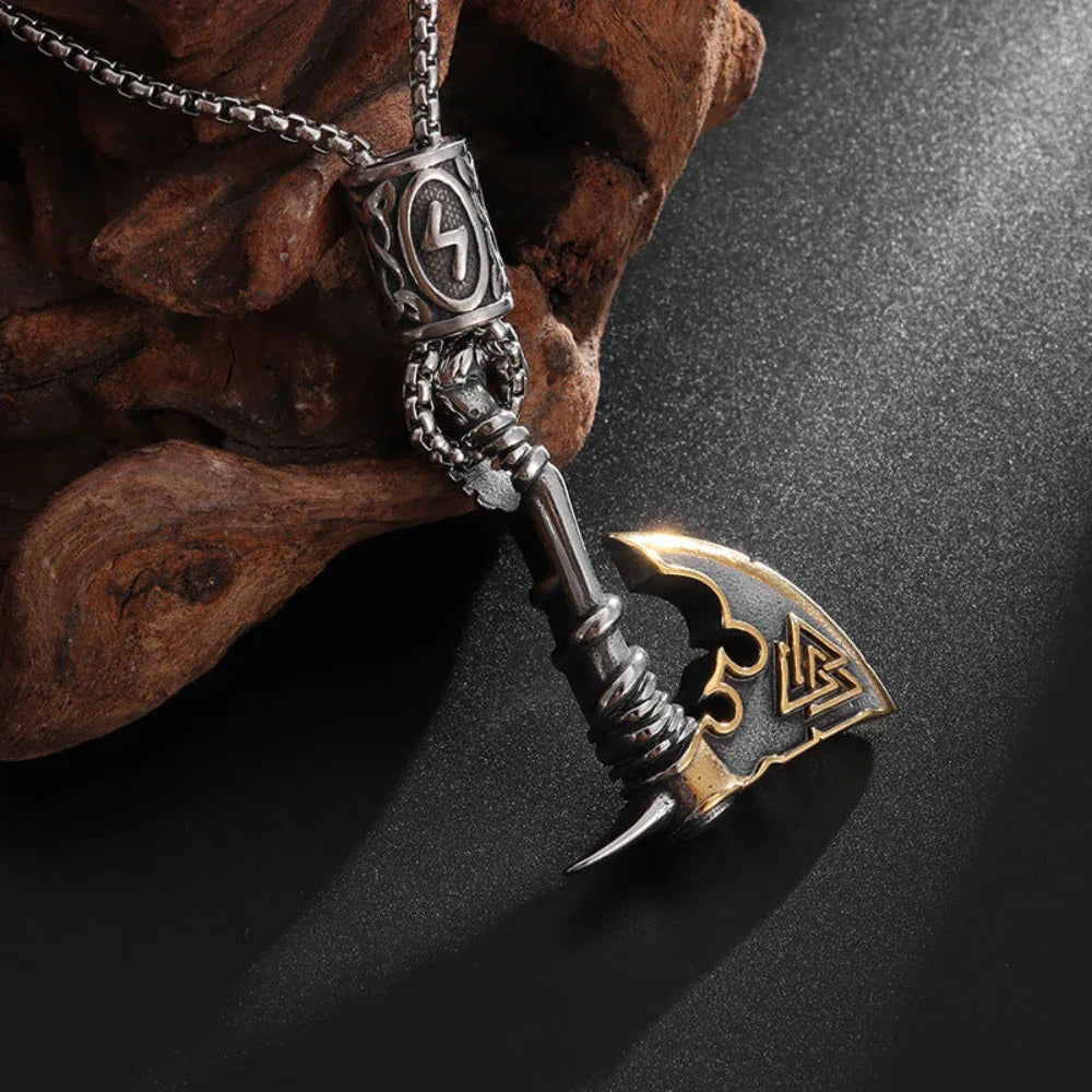 Creative Men's Stainless Steel Nordic Axe Pendant Norse Viking Pagan Necklace