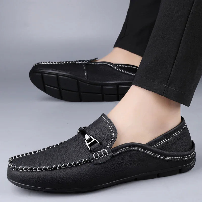 Extra Large Casual Leather Shoes Widened Gommino Loafers