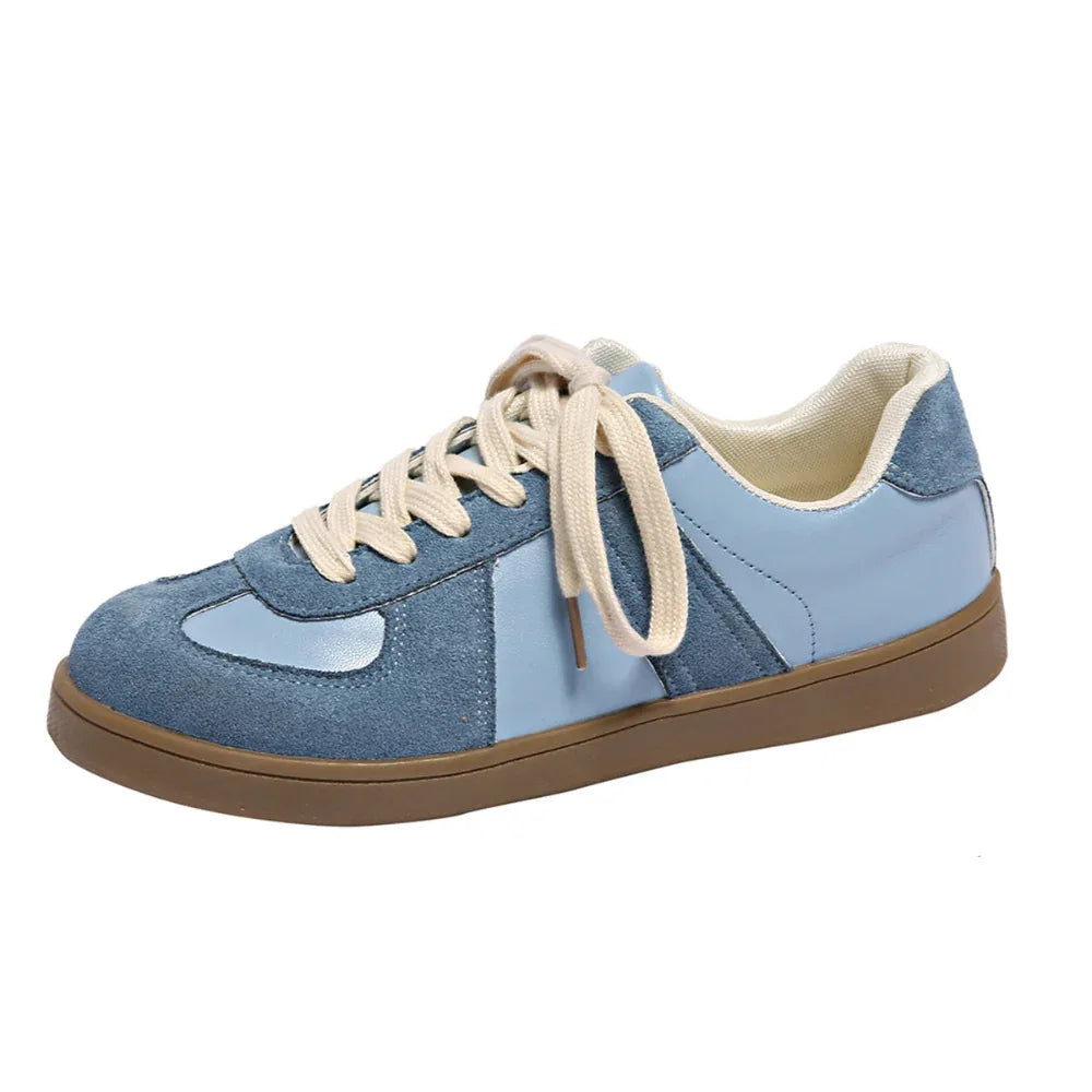 Round Toe All-Matching Lace-Up Flat Retro Low-Top Sports Sneakers