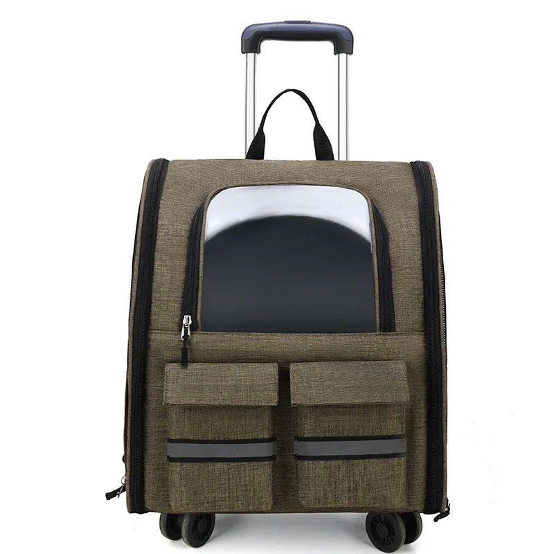 Double Shoulder Pull Rod Breathable Foldable Pet Cat Dog Bag Backpack
