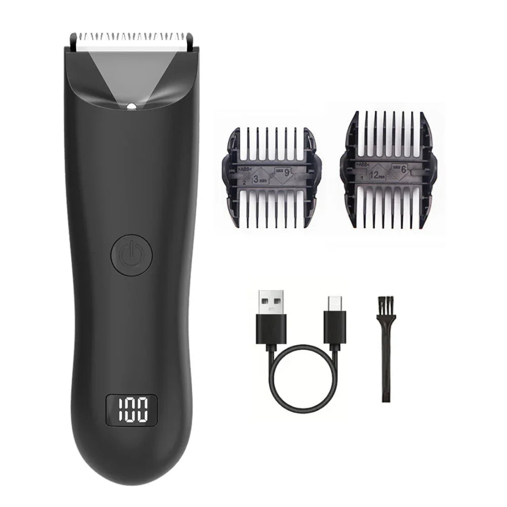 Men's Electric Groin Private Parts Versatile Body Hair Trimmer With Two Guiding Combs