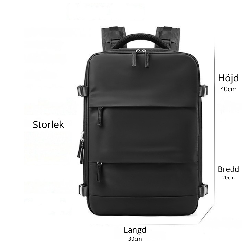 Reseryggsäck 35L, 180° öppning och skofack