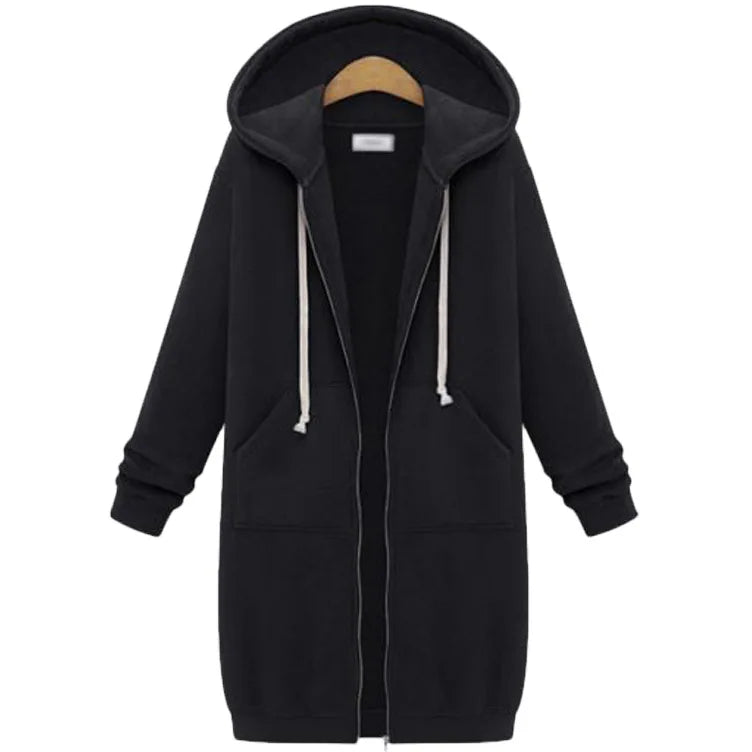 Dam Casual Mångsidig Mid Length Hooded Långärmad Hoodie Vinterjacka