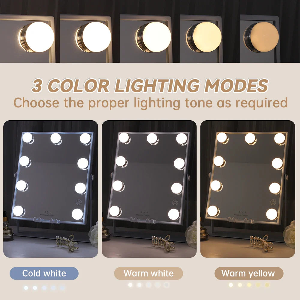 Bluetooth Lighted Vanity Mirror with Wireless Charging