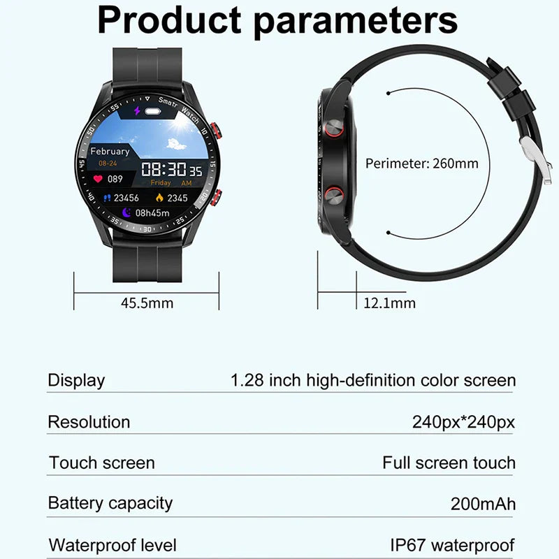 EKG+PPG Bluetooth-Samtal Smartklocka Herr Laserhälsa Blodtryck