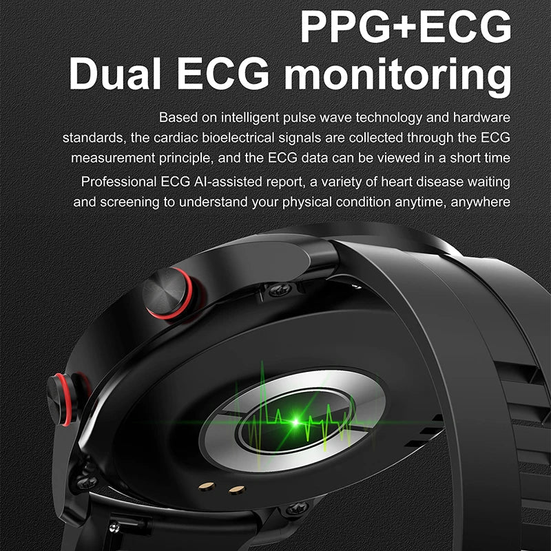 EKG+PPG Bluetooth-Samtal Smartklocka Herr Laserhälsa Blodtryck