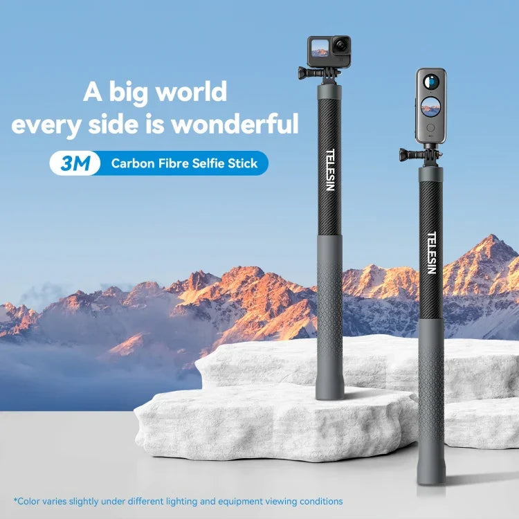 TELESIN 3M Kolfiber Selfie Stick Monopod med 1/4"-Gänga