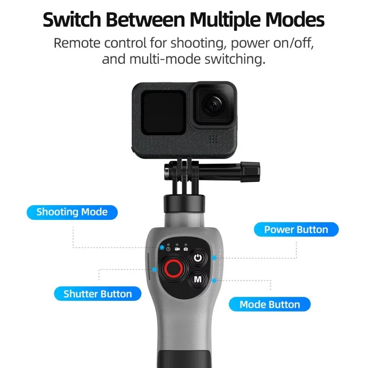 Teleskop-Selfiepin-Kamera – 250–850 mm mit Halterung für GoPro Hero13/12/11/Mini/10/9/8 Schwarz / max