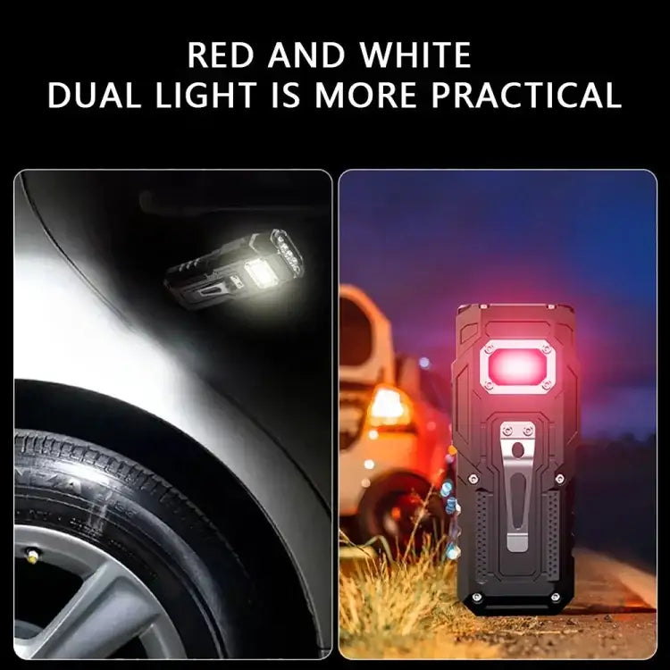 Kraftfull mini nyckellampa med magnet, LCD-display och dubbla ljuslägen