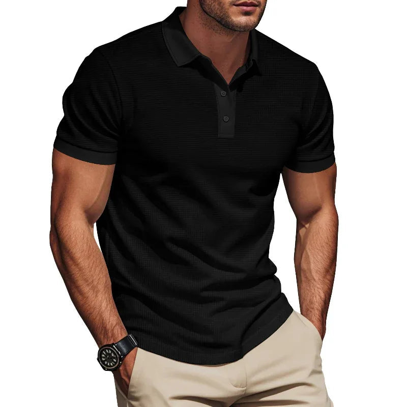 Men's Lapel Color Matching Short Sleeve Polo Shirt Plus Size