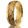 Middle Inlaid Gold Damascus Steel Ring