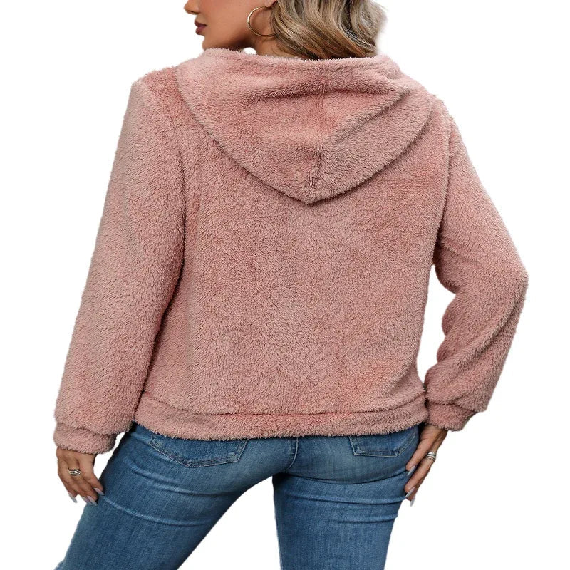 Fashion Tops Women's Double-Sided Velvet Solid Color Hoodies