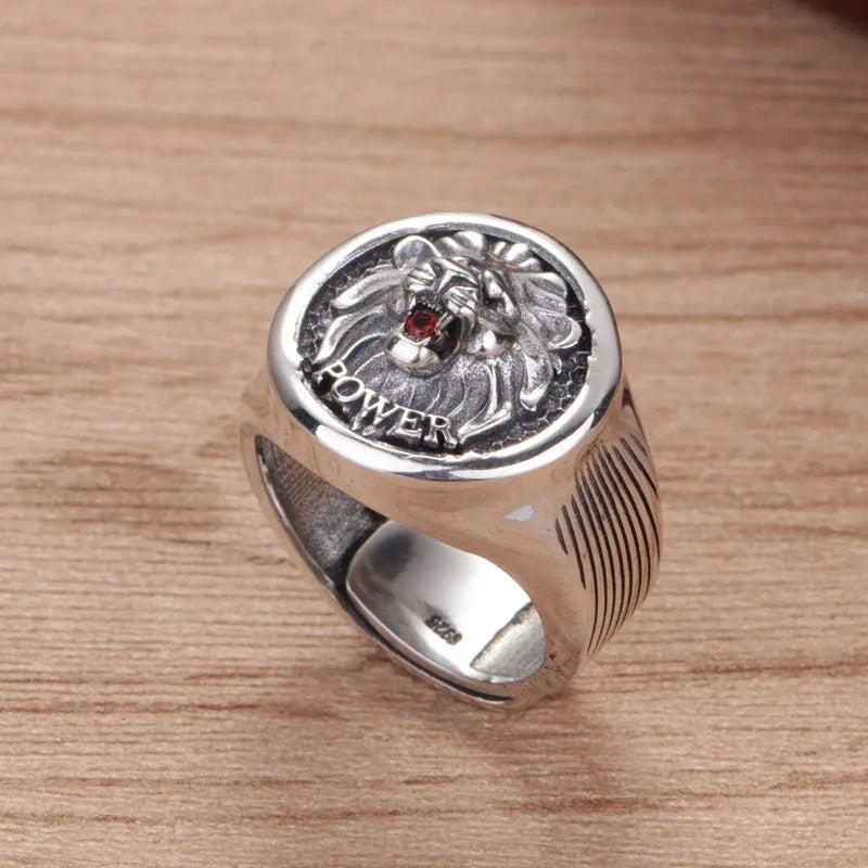 Retro Jewelry Vintage Silver Lion Ring