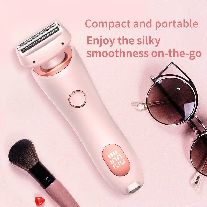 USB Rechargeable Trimmer With Two Removable Trimmer Heads Women's Body Leg Armpit Pubic Hair Intimate Razor Shaver For Hair Removal