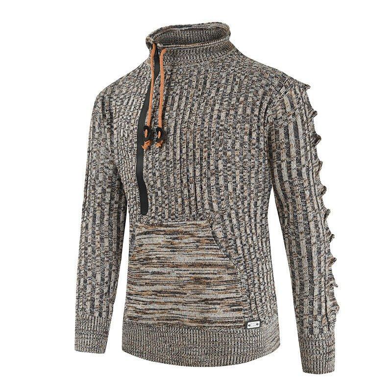 Autumn And Winter Loose Stand Collar Pullover Knitted Sweater For Men