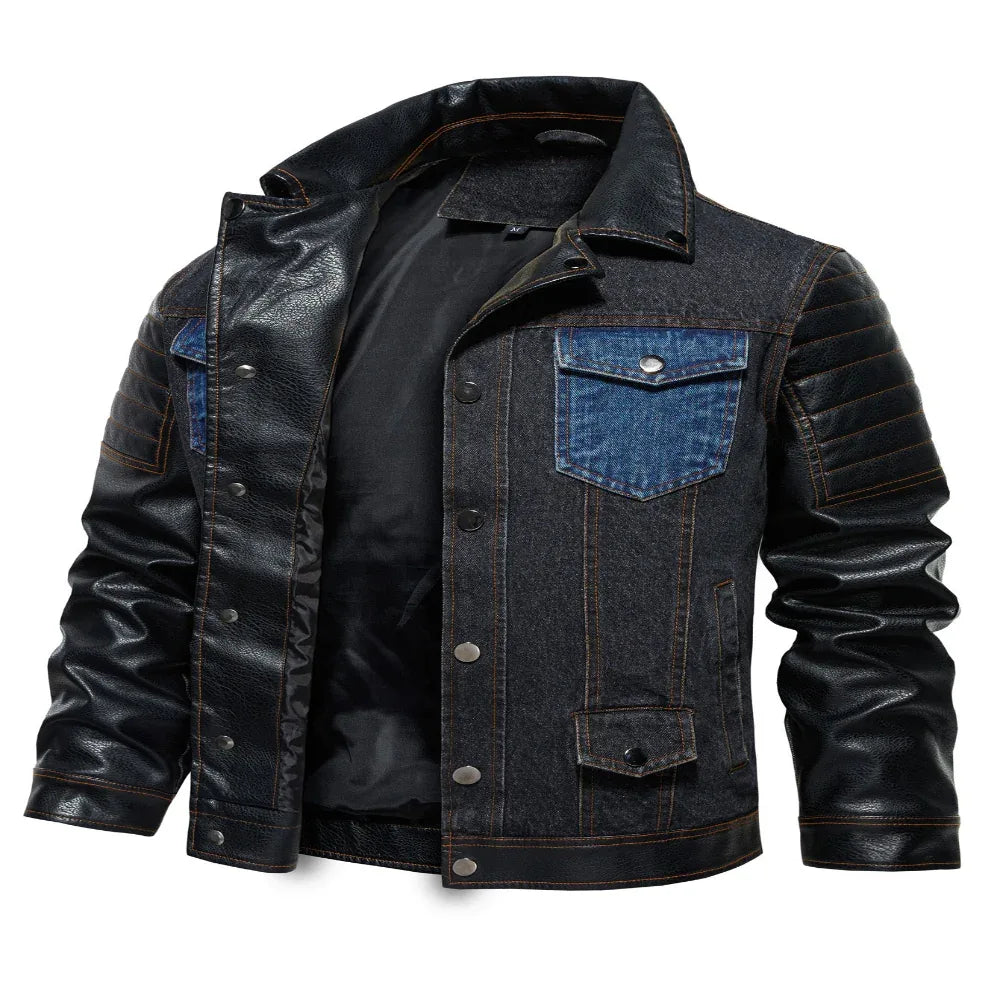 Men's Denim Patchwork Autumn Outerwear Jacket