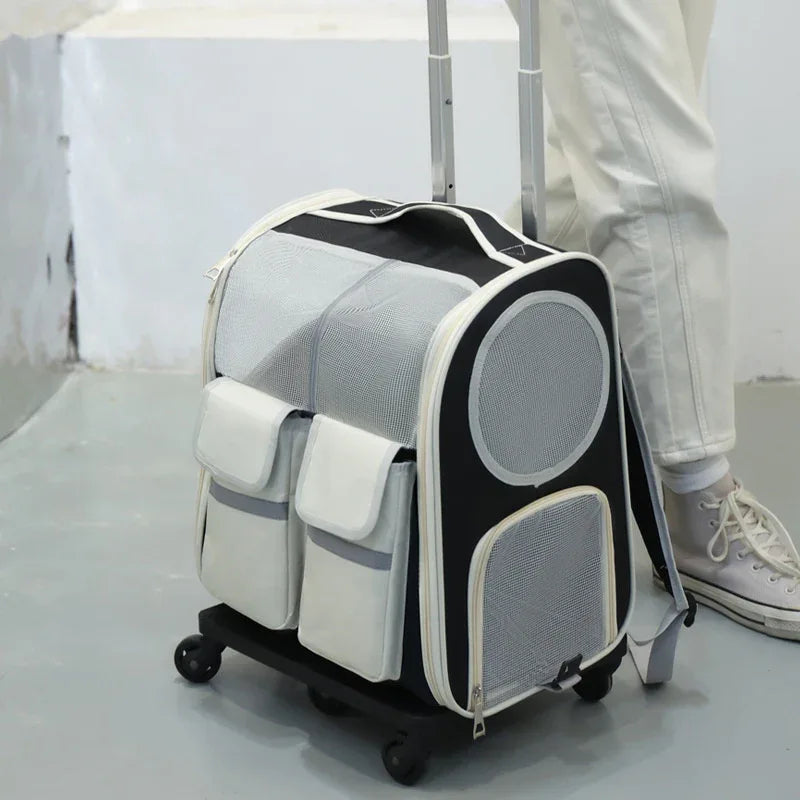 Pet Trolley Bag Cat Bag Large Capacity Portable Breathable Backpack