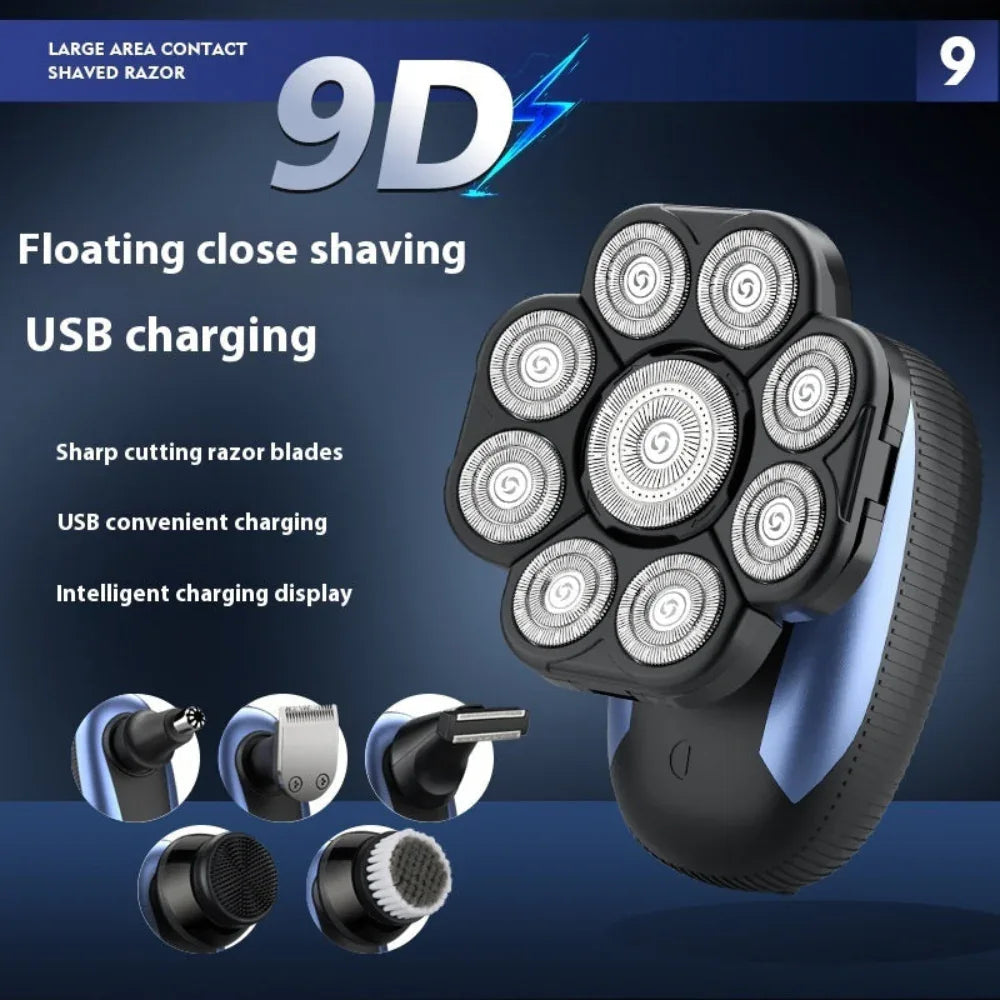 Waterproof LED Display Electric Large Floating Stainless Steel Shaving Head Intelligent Shaver