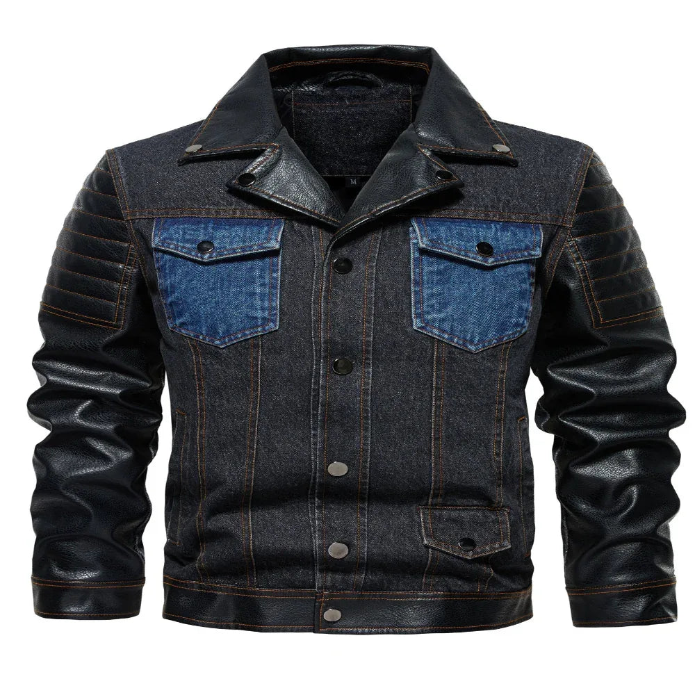 Men's Denim Patchwork Autumn Outerwear Jacket