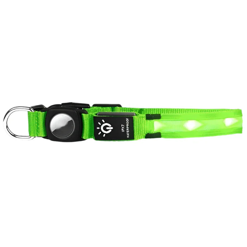 IPX7 Waterproof LED Pet Luminous Dog Collar With Protective Cover And Positioning Tracker