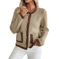 Contrast Color Knitted Cardigan Women's Sweater
