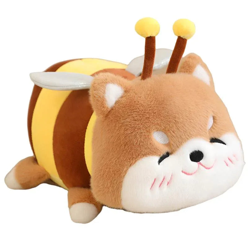 Bee-Capybara And Bee-Shiba Inu Doll Plush Toys With Plush Honey Jar