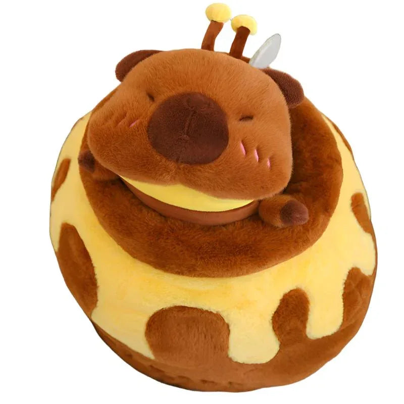 Bee-Capybara And Bee-Shiba Inu Doll Plush Toys With Plush Honey Jar