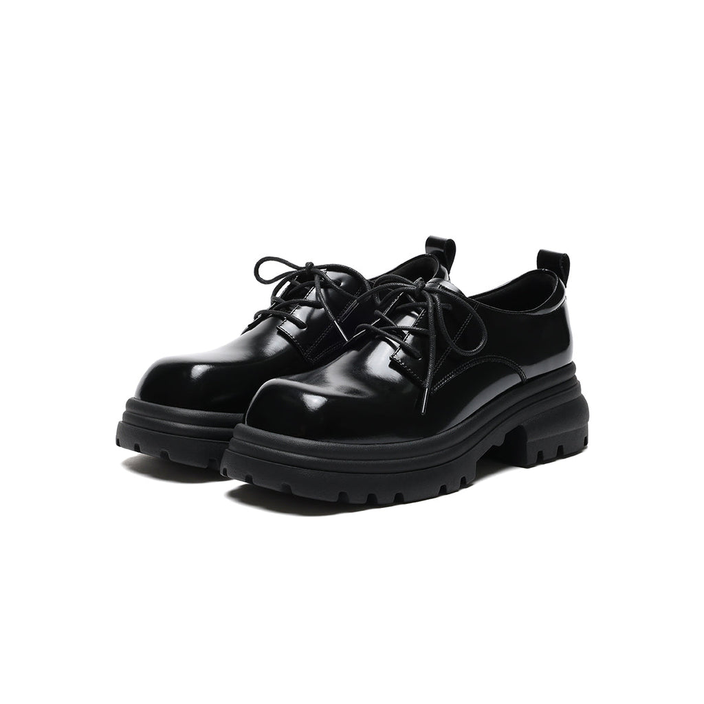 British Thick-Sole Derby Leather Lace Ups-1