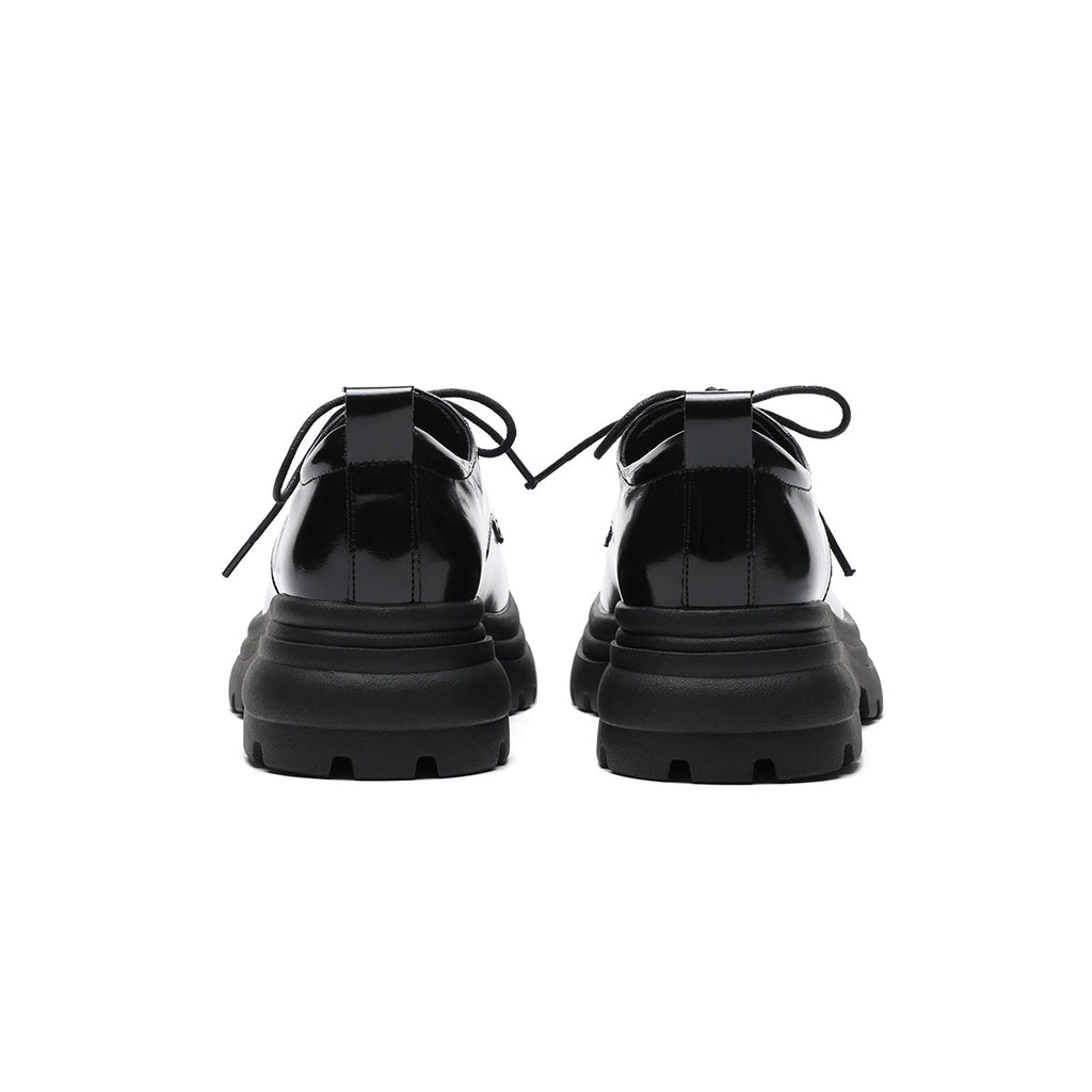 British Thick-Sole Derby Leather Lace Ups-3