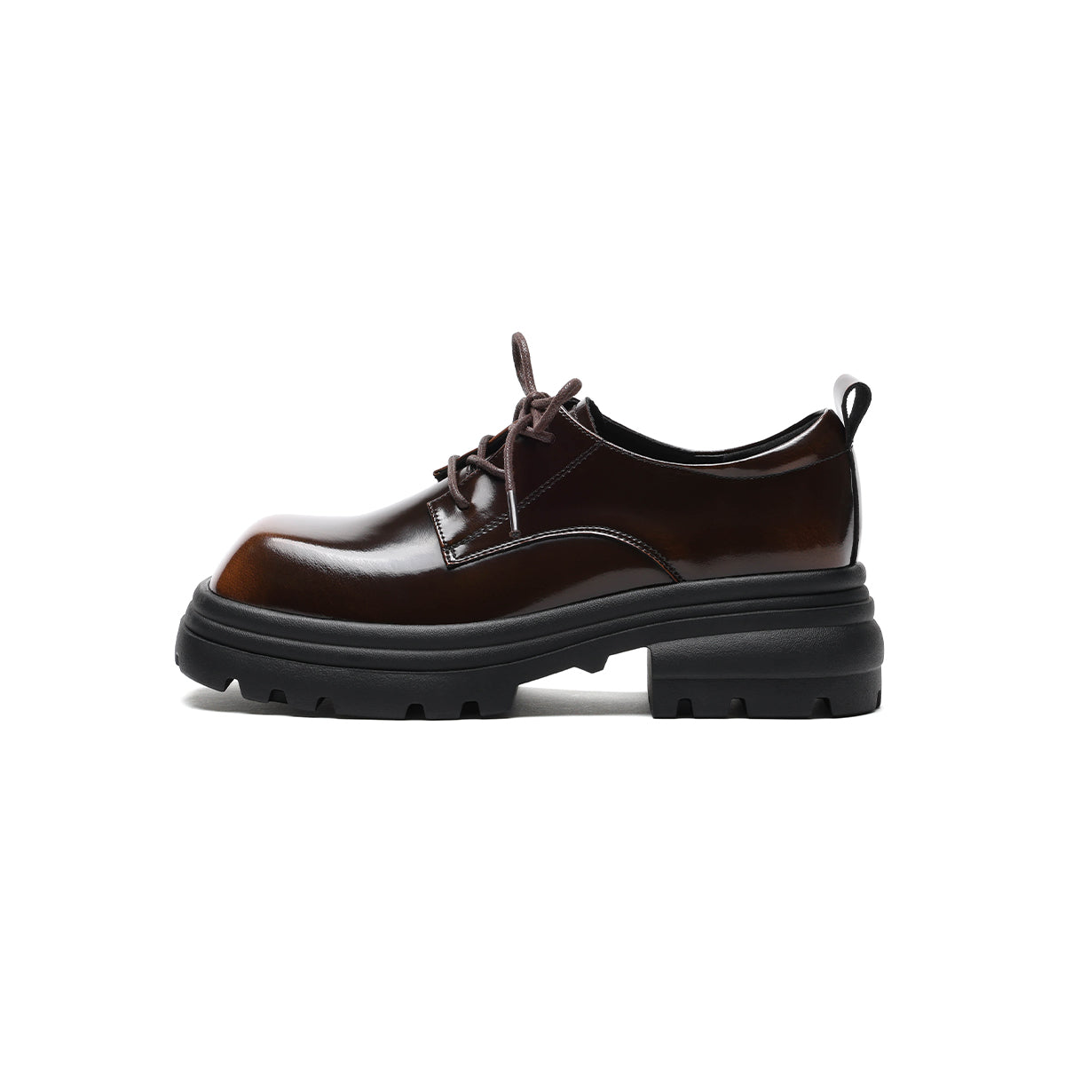 British Thick-Sole Derby Leather Lace Ups-5