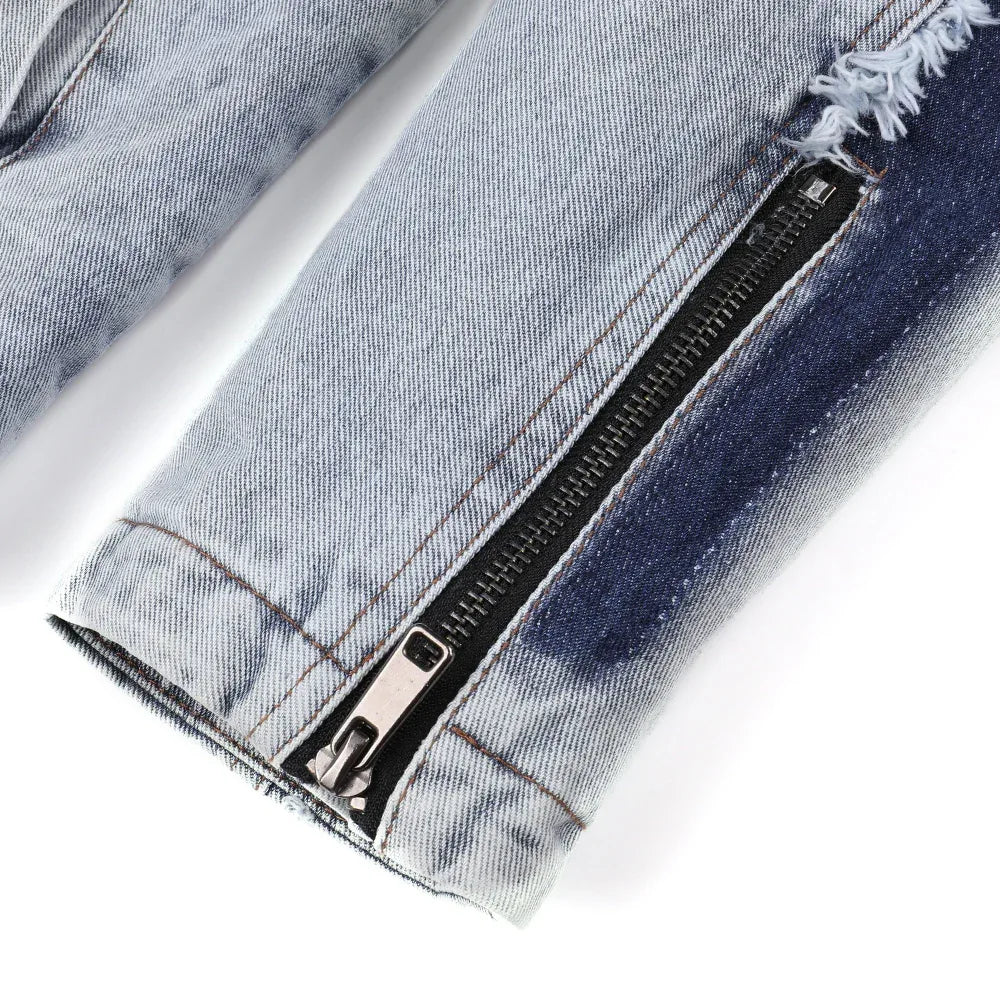 Men's Retro Denim Patchwork Jacket