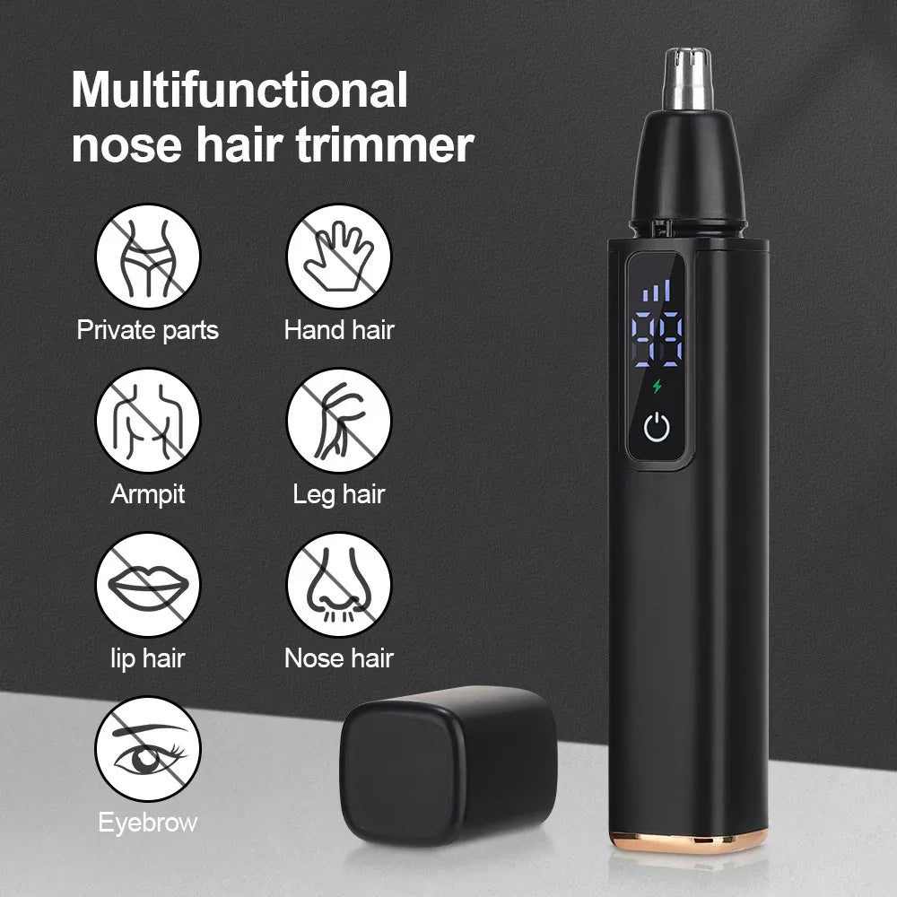 Men's Digital Display Three-Gear Adjustment Electric Nose Hair Trimmer
