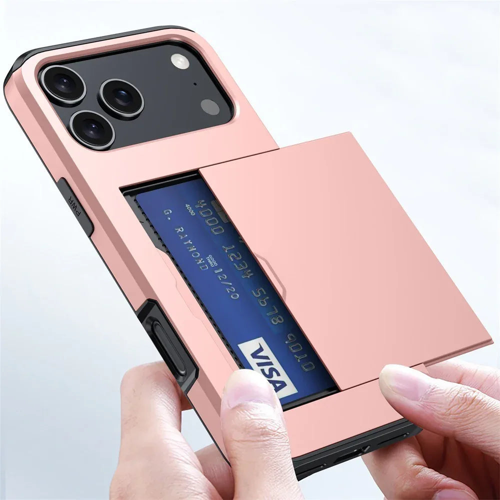 Protective Phone Case With Sliding Cover For Cards