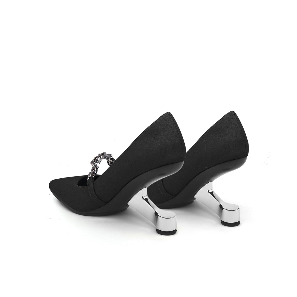 Chain Strap Suede Pumps-4