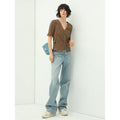 Classic Bleached Low Waist Straight-leg Blue Jeans-0