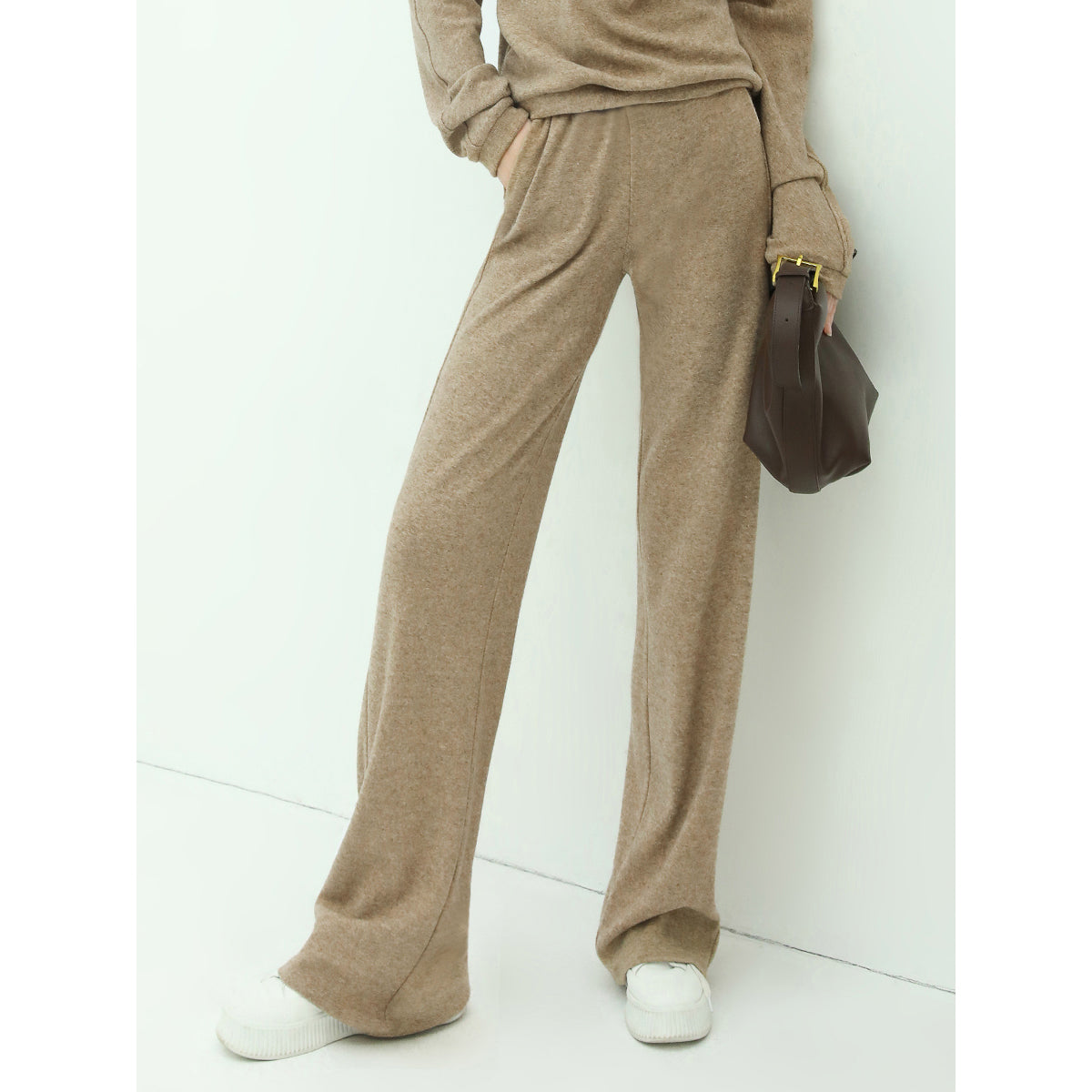 Comfortable Pull-On Lounge Pants Tan-0