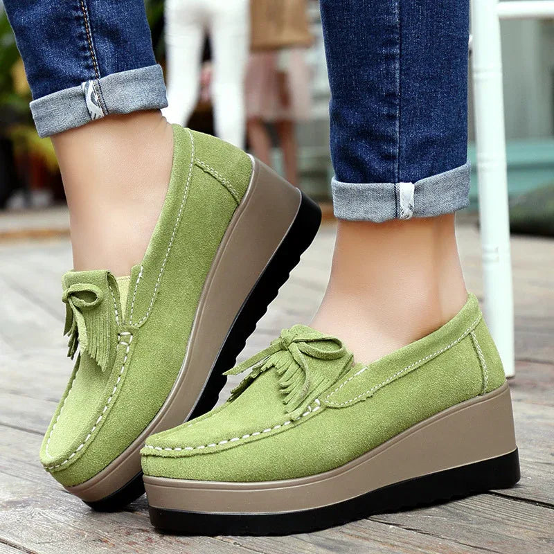 Tassel Bow Design Fashion Thick Bottom Slip On Shoes For Women
