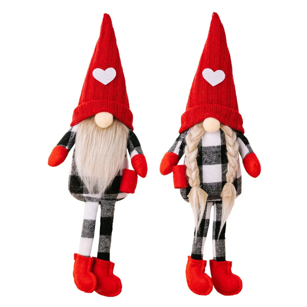 Sitting Red Knitted Hat Faceless Christmas Doll Toy Decoration