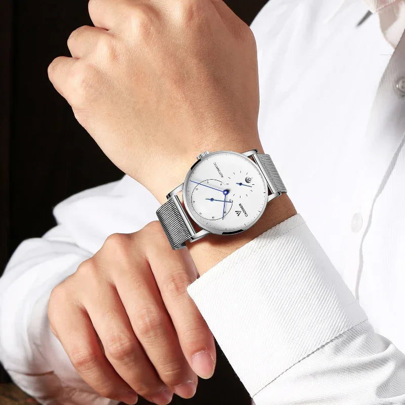 Men's Casual Waterproof Transparent Bottom Mechanical Watch