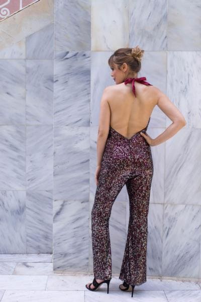 LADY JUMPSUIT RED/SILVER