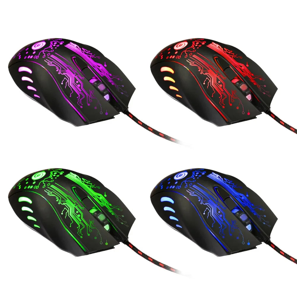USB Wired 5500DPI Ergonomic Gaming Mouse With Colorful LED Lights For PC Laptop