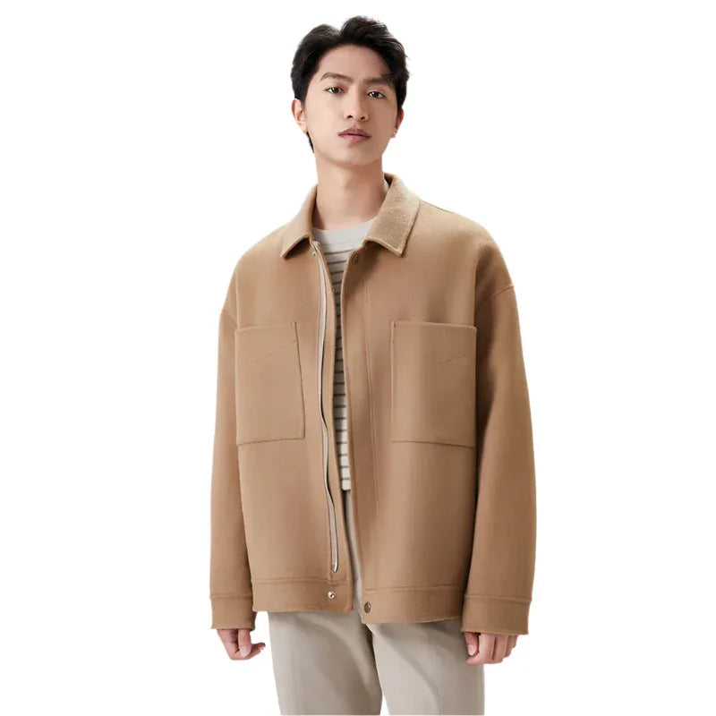 Double-Faced Men's Woolen Loose Fit Cashmere Jacket