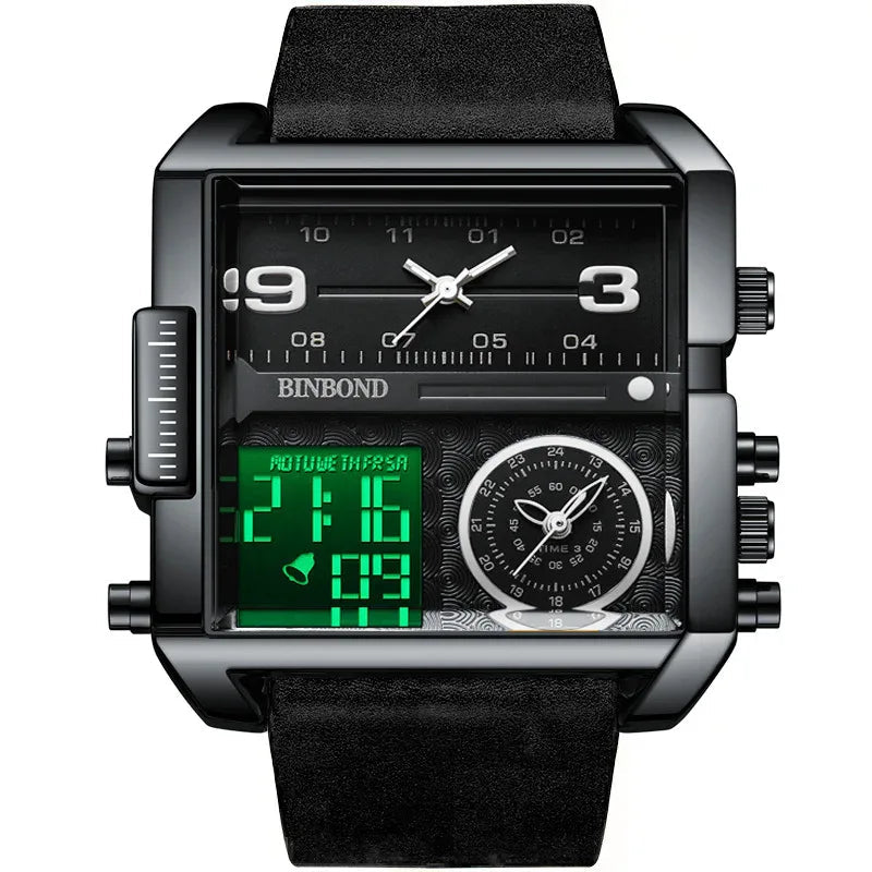 Men's Fashion Large Dial Multi-Functional Sports Quartz Watch